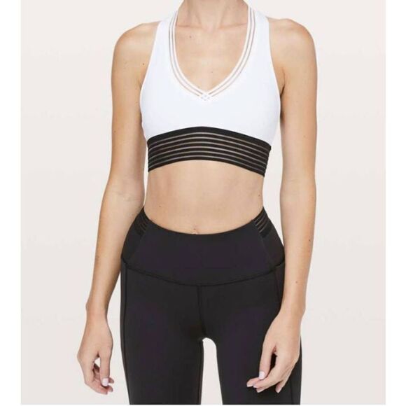 LULULEMON ATHLETICA Find Focus Bra Size 6 in White/Black - Picture 2 of 5